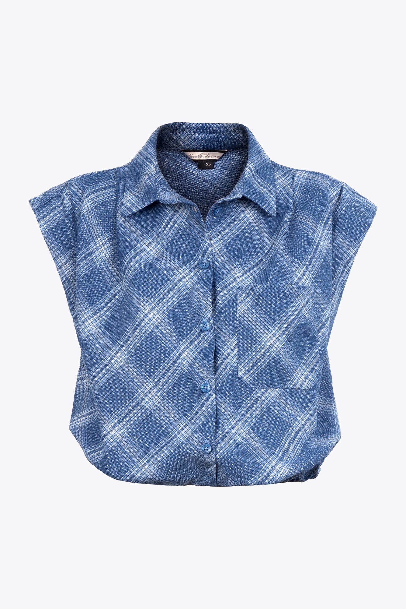 Blusa Eje Cuadros Azul