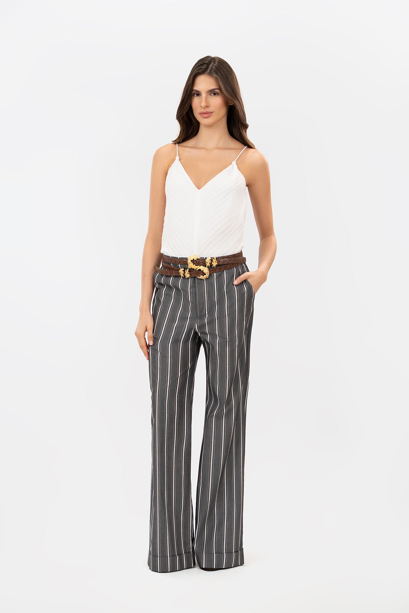 Pantalón Leza Rayas Gris