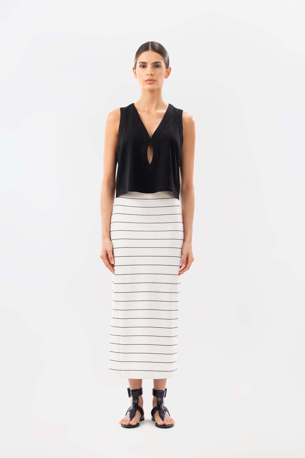 Falda Alix Rayas Negro Ivory