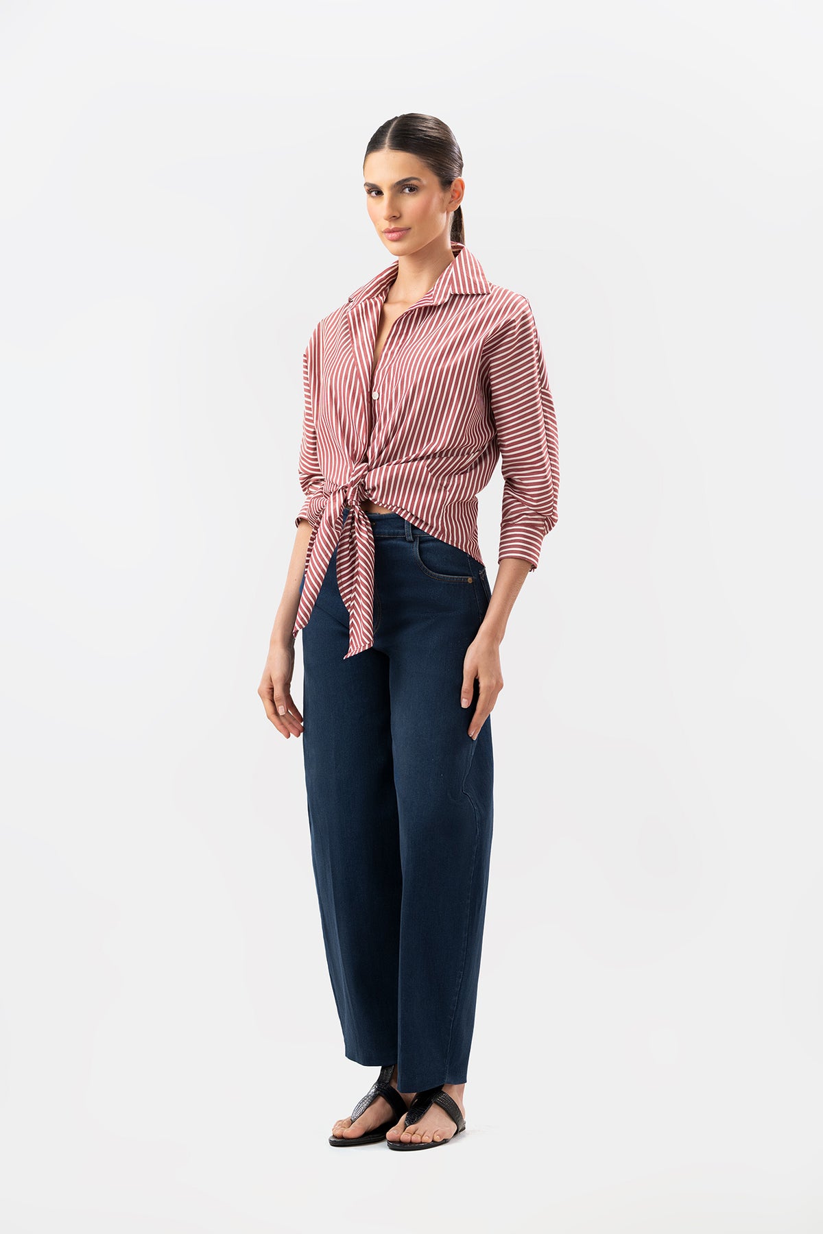 Camisa Fleur Rayas Rojas