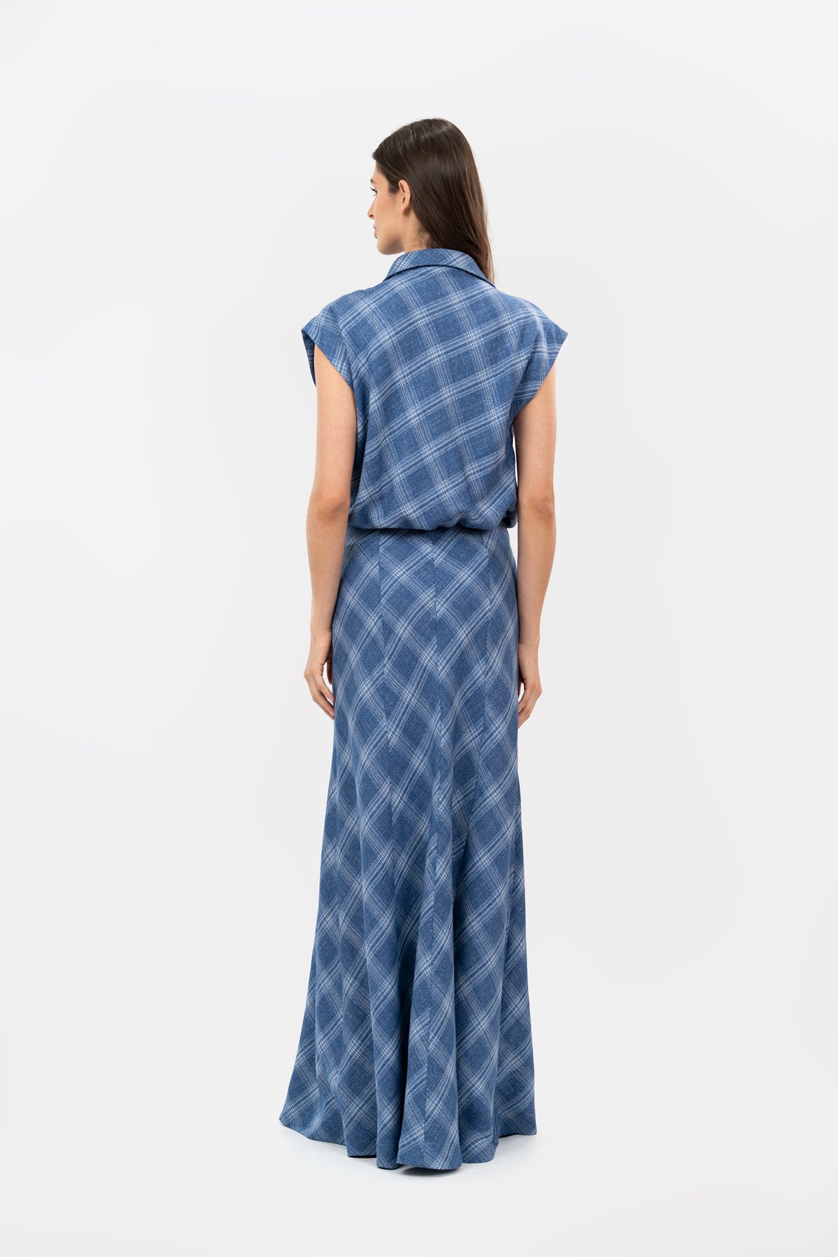 Blusa Eje Cuadros Azul