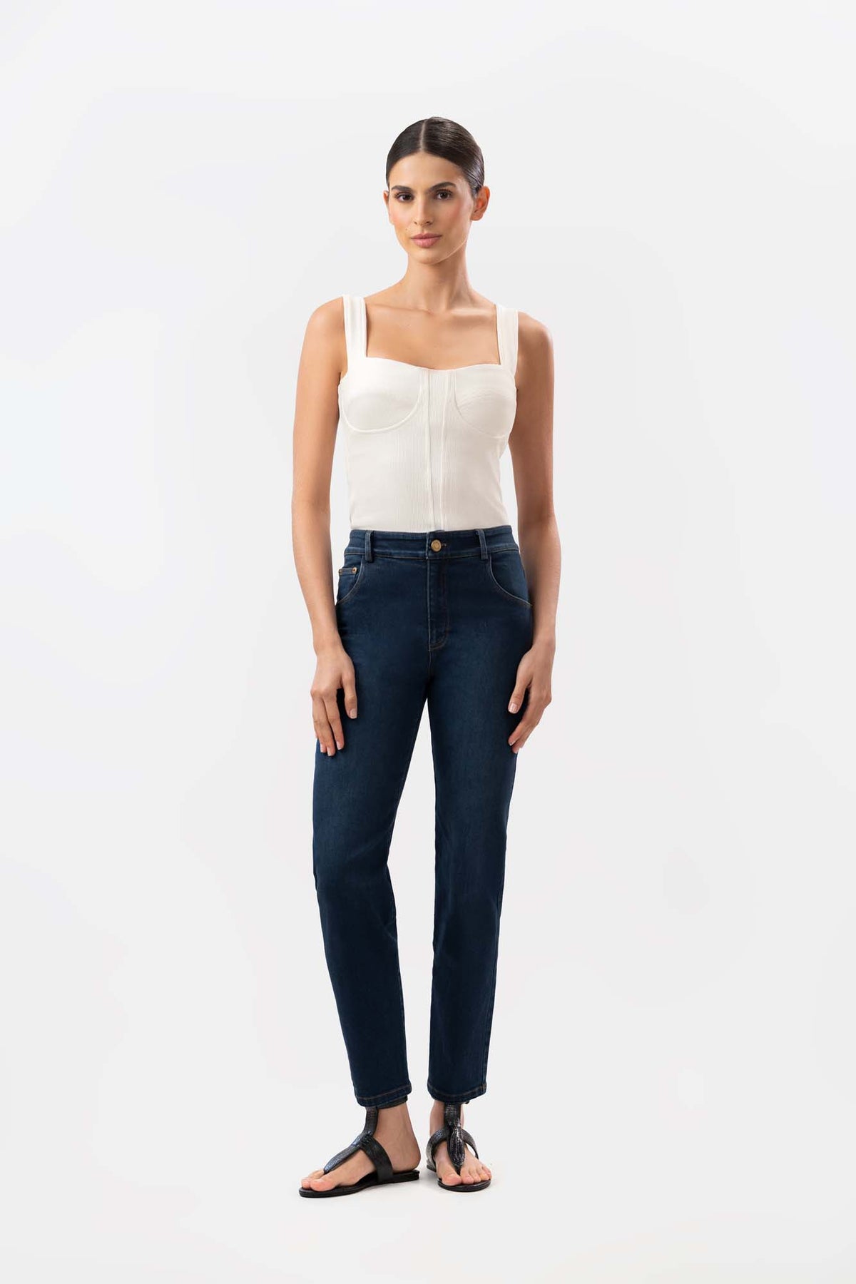 Jean Cecil Leg Crop Azul Oscuro