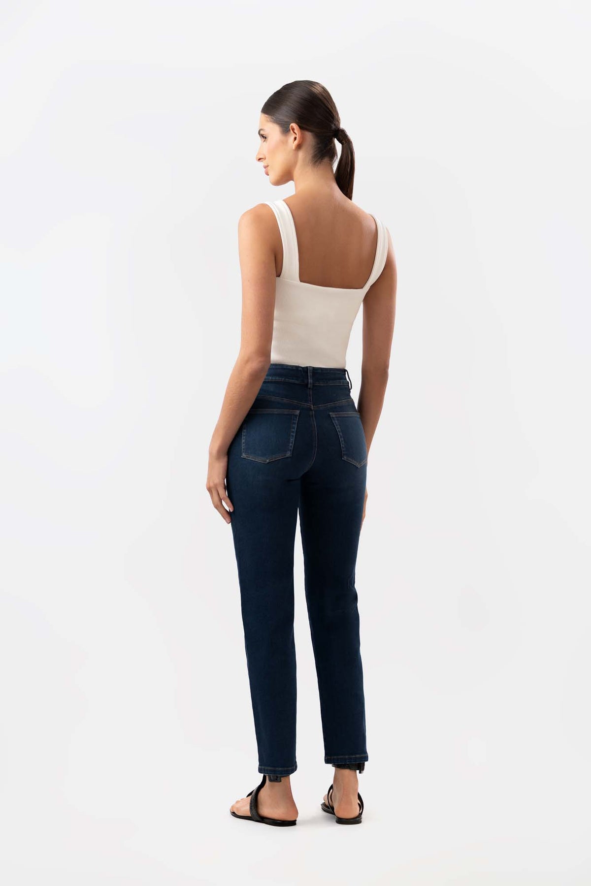 Jean Cecil Leg Crop Azul Oscuro