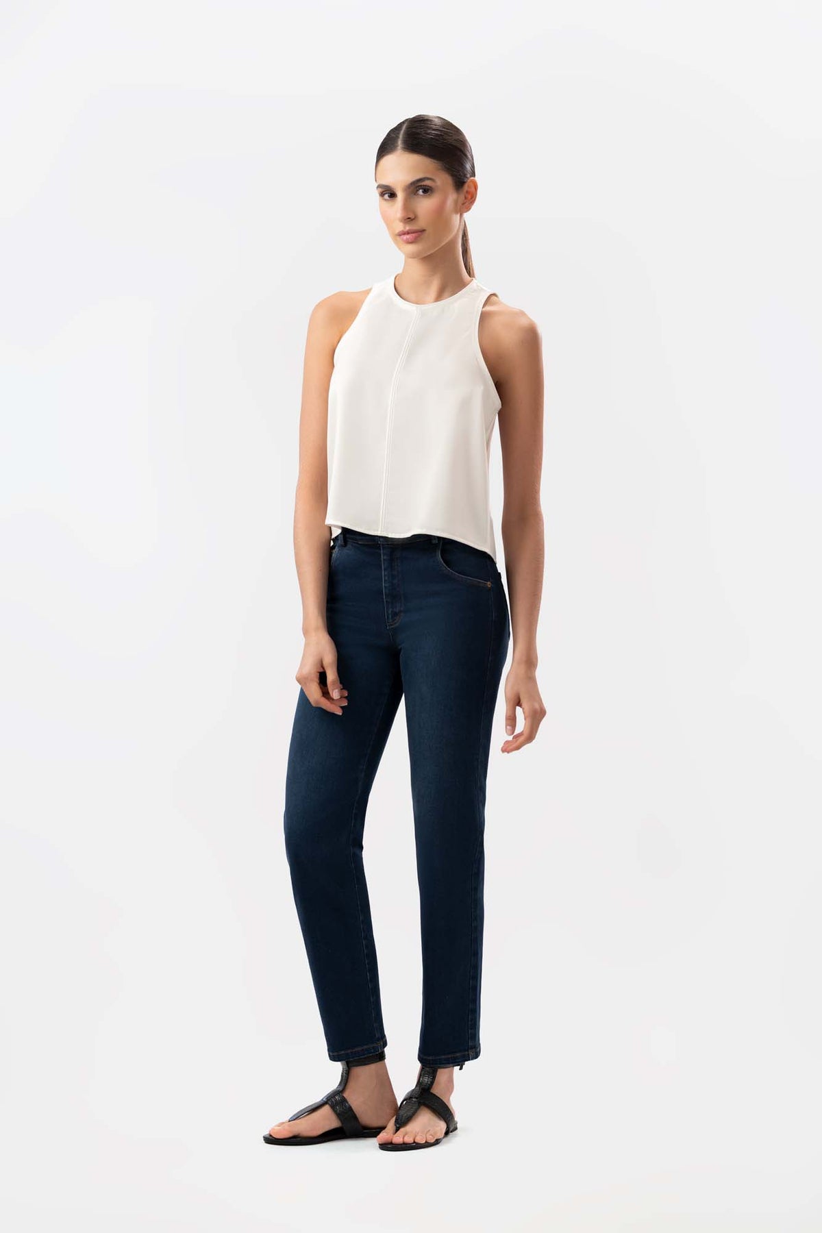 Jean Cecil Leg Crop Azul Oscuro