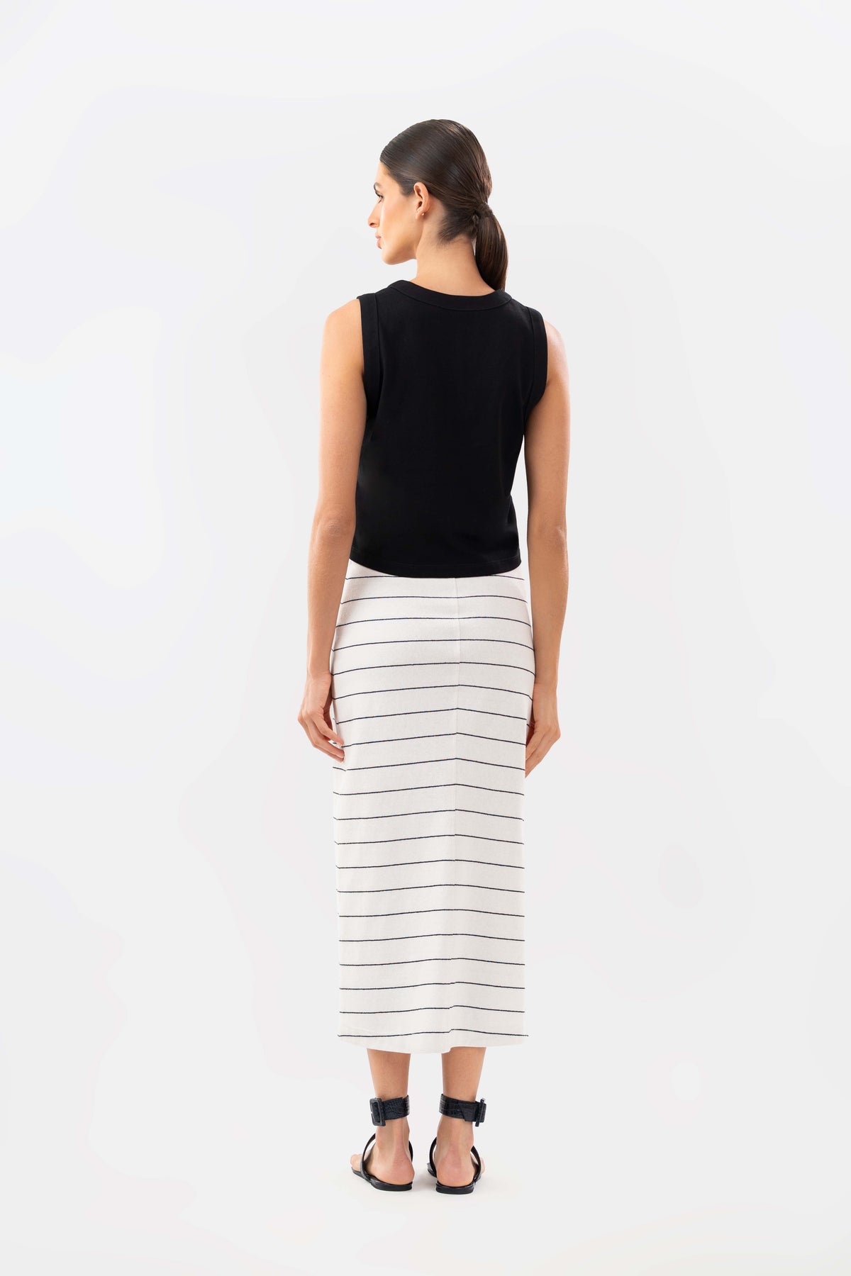 Falda Alix Rayas Negro Ivory
