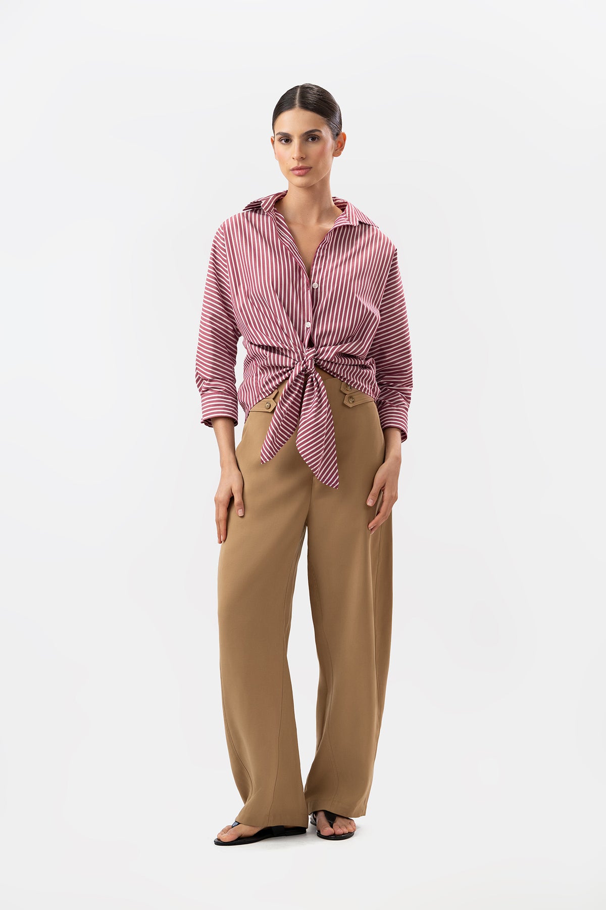 Camisa Fleur Rayas Rojas