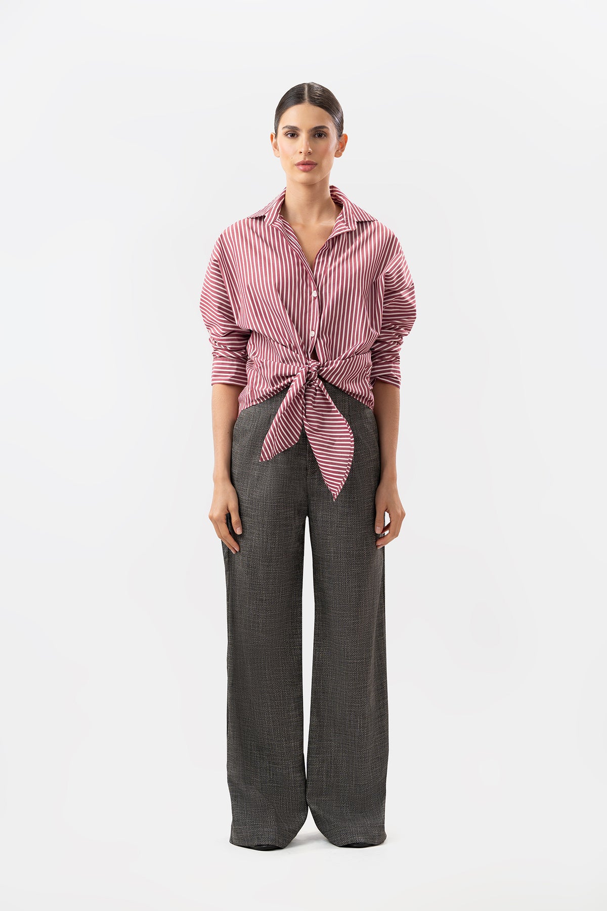Camisa Fleur Rayas Rojas