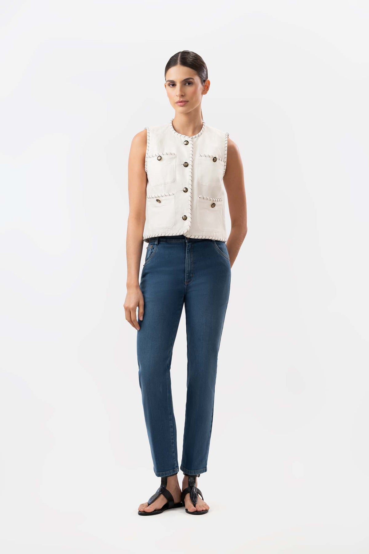 Jean Cecil Leg Crop Azul