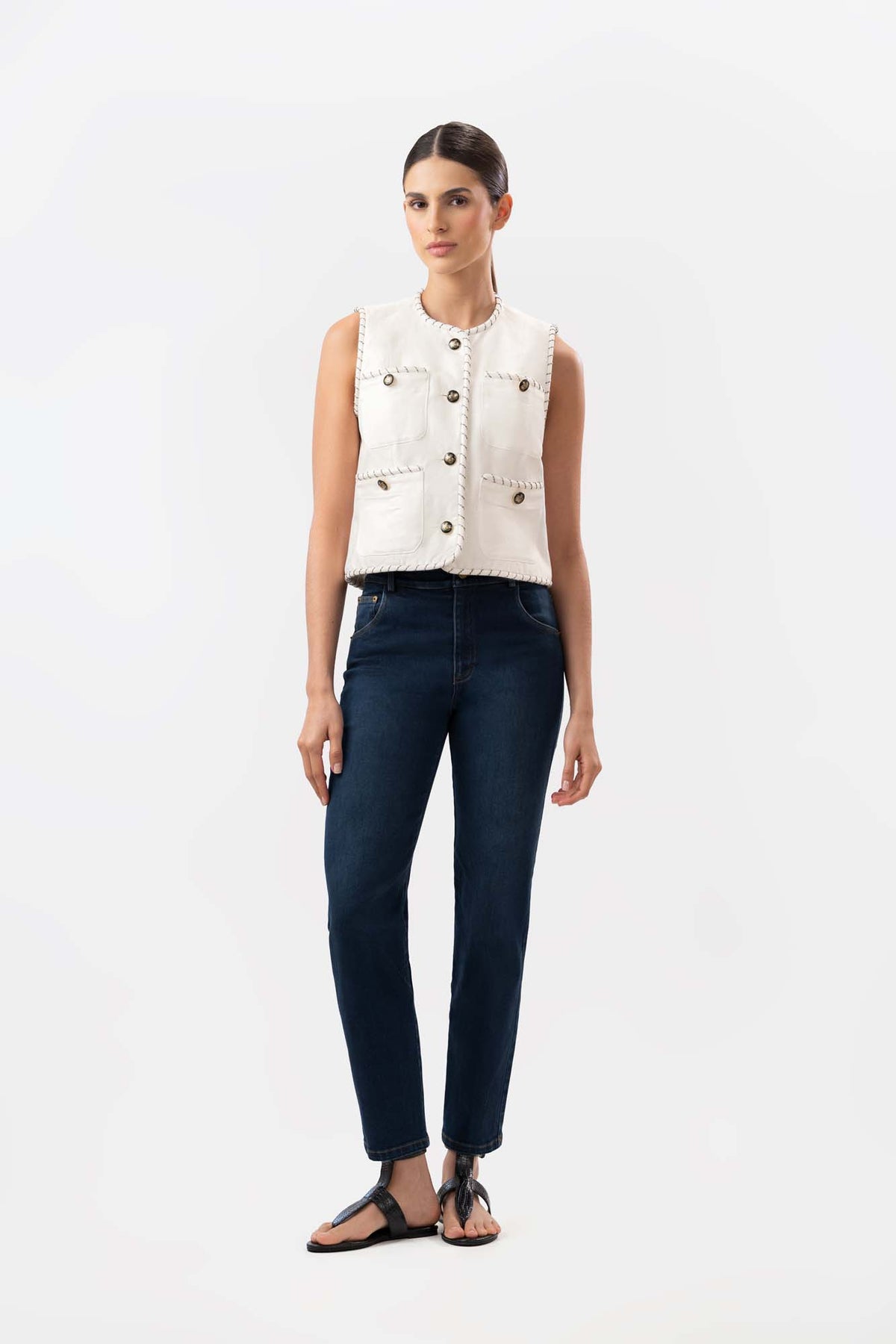 Jean Cecil Leg Crop Azul Oscuro