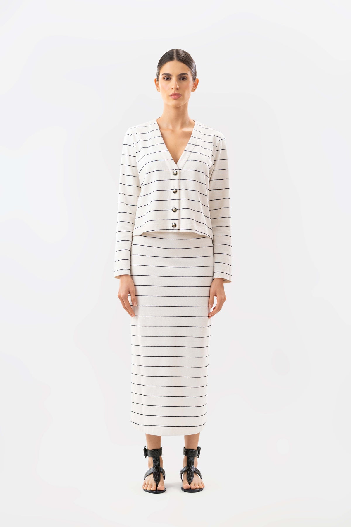 Falda Alix Rayas Negro Ivory