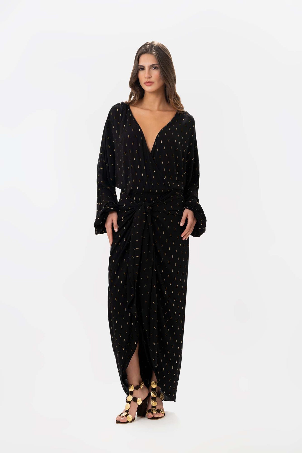 Vestido Delia Negro Dorado