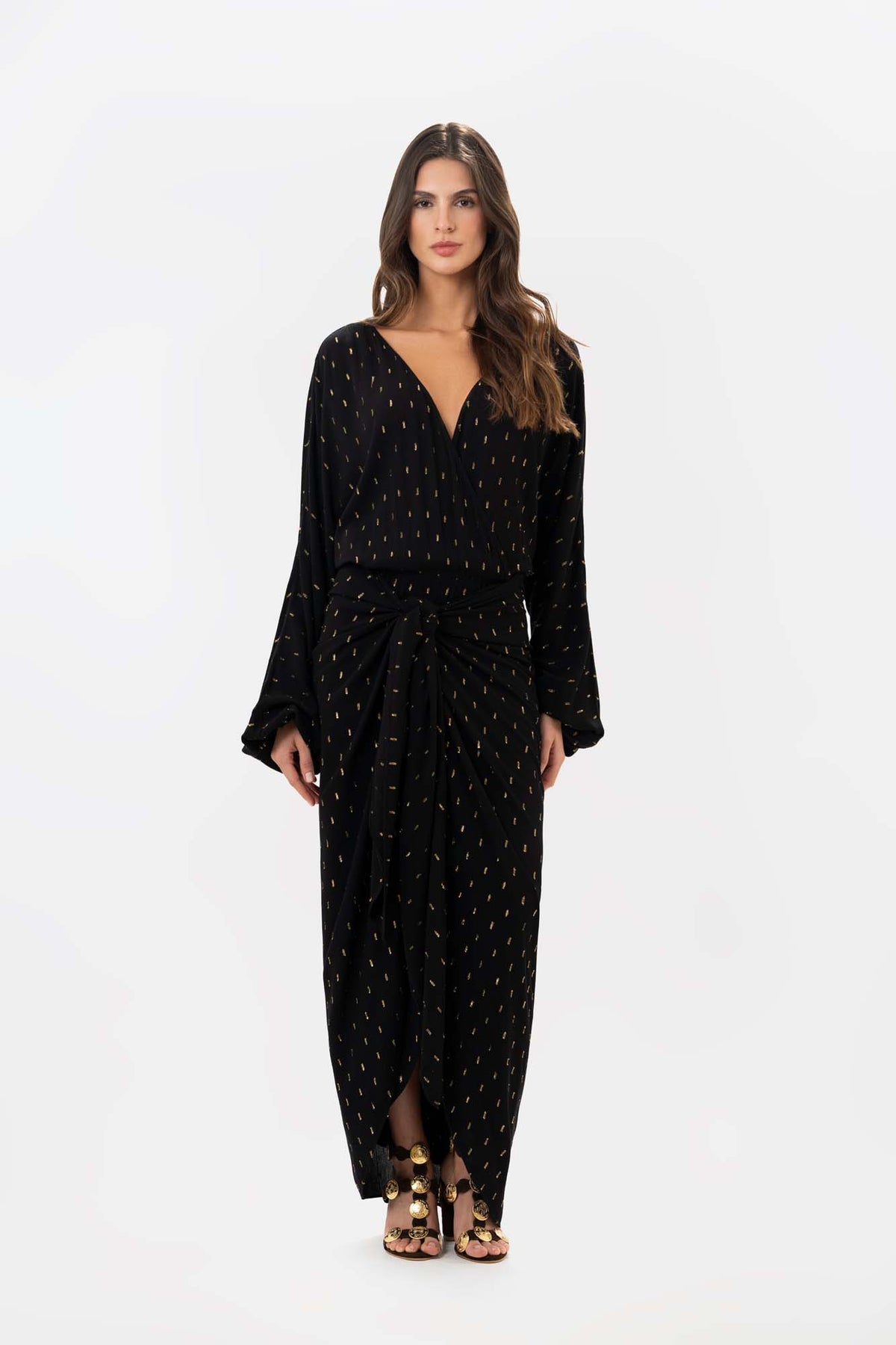 Vestido Delia Negro Dorado