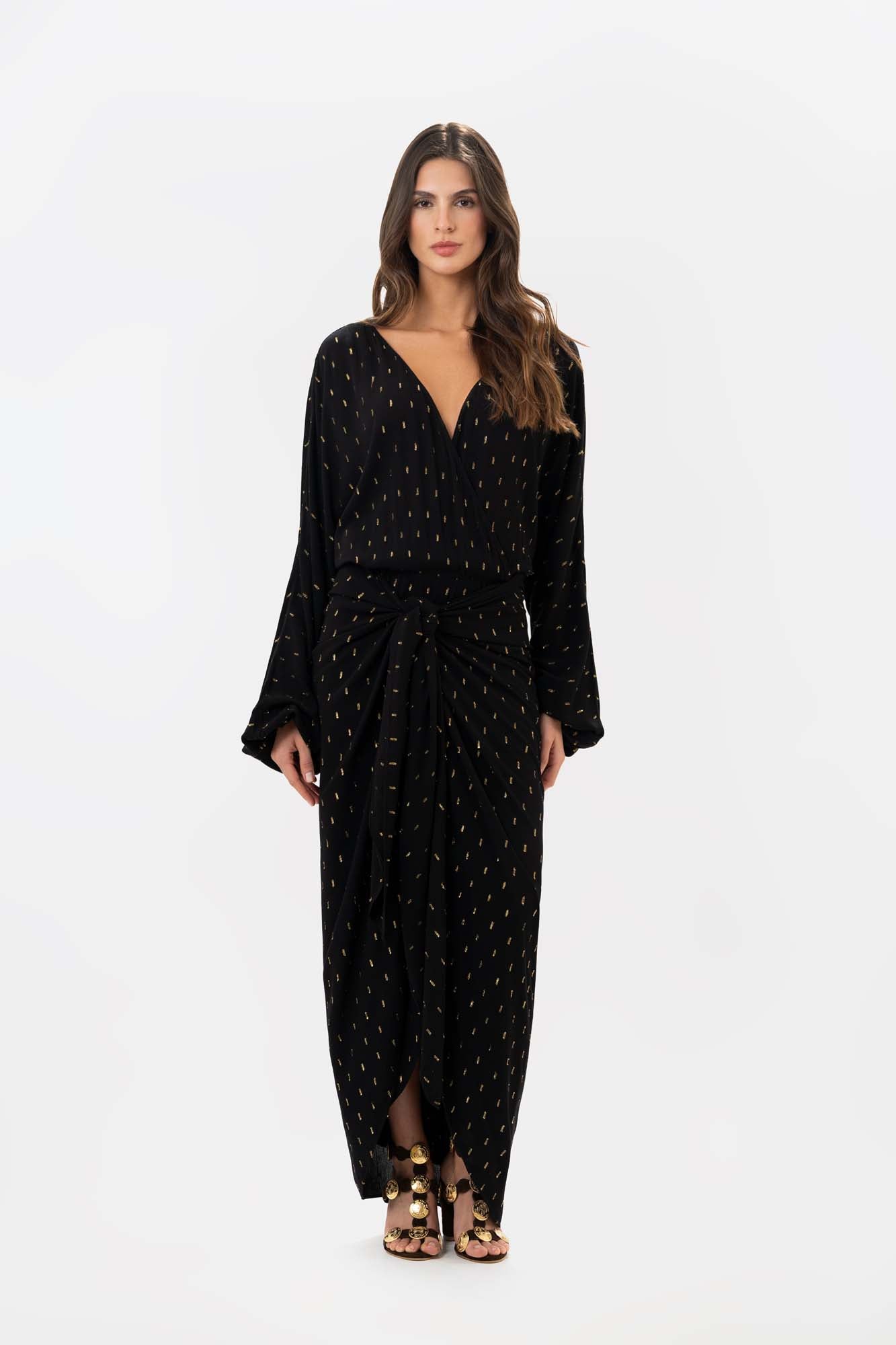 Vestido Delia Negro Dorado