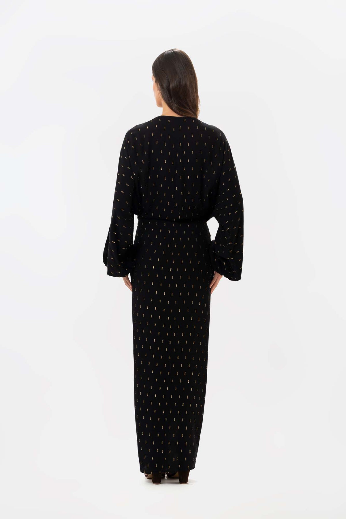 Vestido Delia Negro Dorado