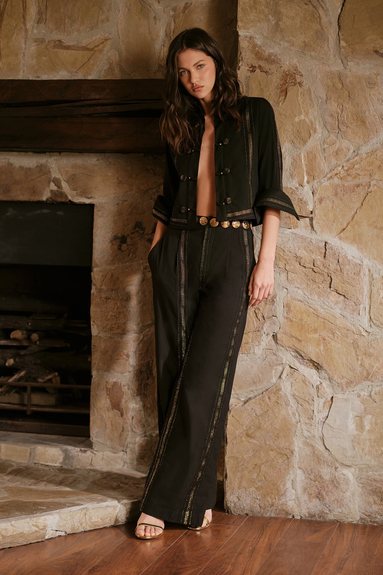 Pantalón Litoral Negro Dorado